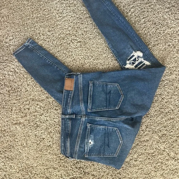 American Eagle Outfitters Ripped High Waisted Blue Skinny Jeans - Picture 2 of 2